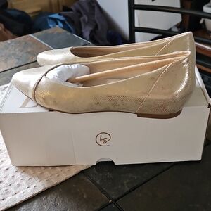 Life Stride Gold Pointed-Toe Ballet Flats